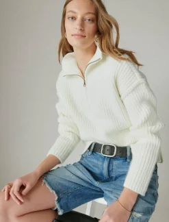 Lucky Brand half zip pullover sweater whisper white*WOMEN Sweaters & Sweatshirts