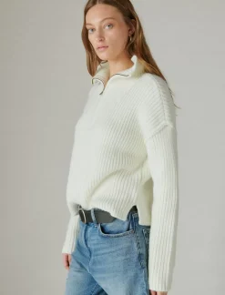 Lucky Brand half zip pullover sweater whisper white*WOMEN Sweaters & Sweatshirts