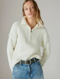 Lucky Brand half zip pullover sweater whisper white*WOMEN Sweaters & Sweatshirts