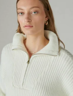 Lucky Brand half zip pullover sweater whisper white*WOMEN Sweaters & Sweatshirts