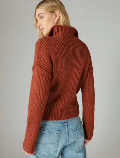 Lucky Brand half zip pullover sweater terracota acid washed*WOMEN Sweaters & Sweatshirts