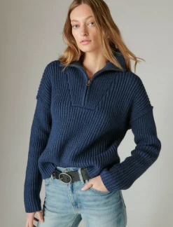 Lucky Brand half zip pullover sweater cadet navy*WOMEN Sweaters & Sweatshirts