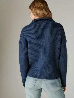 Lucky Brand half zip pullover sweater cadet navy*WOMEN Sweaters & Sweatshirts
