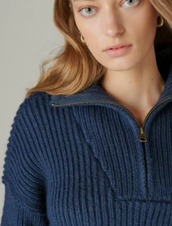 Lucky Brand half zip pullover sweater cadet navy*WOMEN Sweaters & Sweatshirts