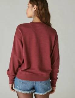 Lucky Brand hamsa hand pullover burgundy*WOMEN Activewear