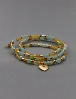 Lucky Brand heart charm beaded bracelet set gold*WOMEN Jewelry