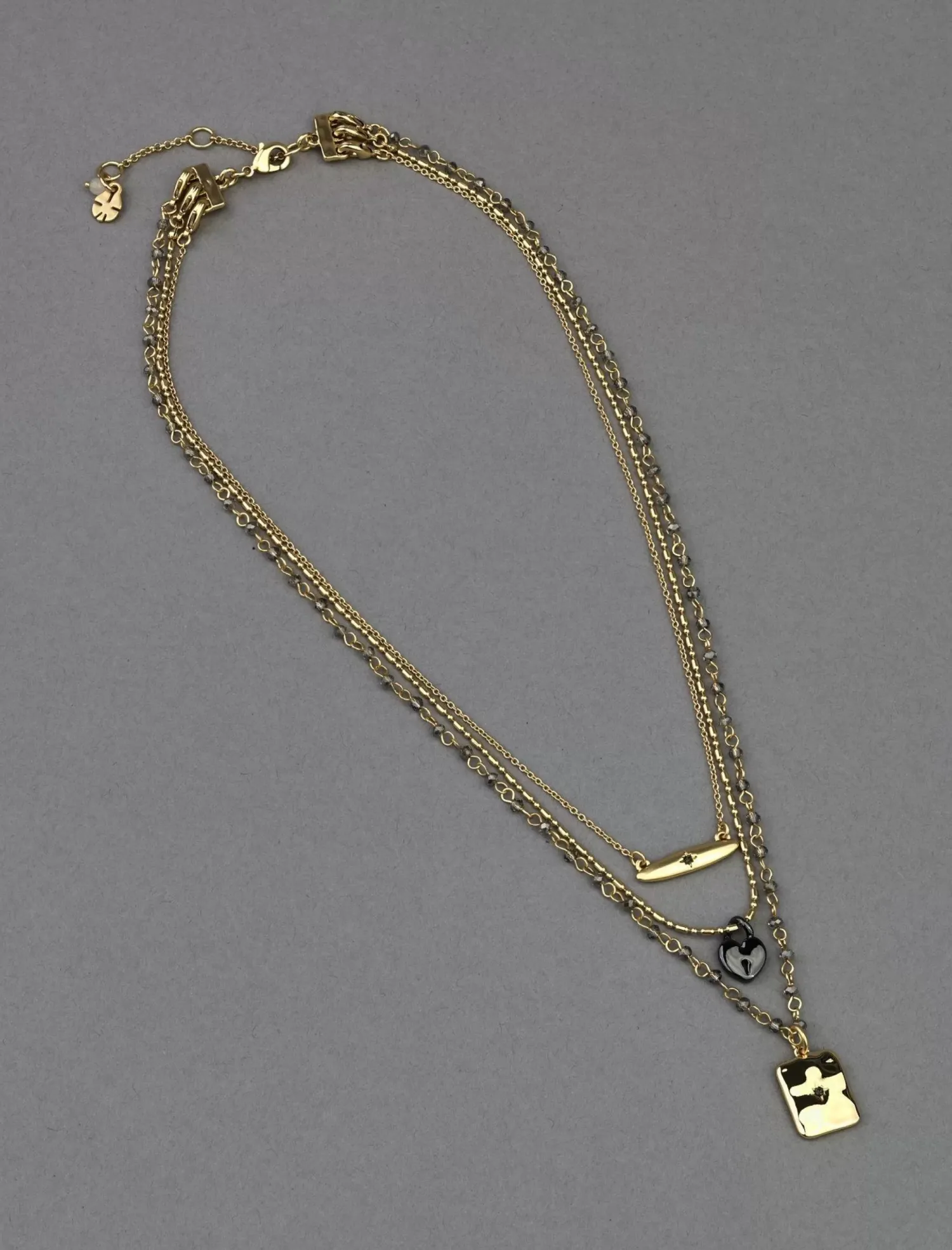 Lucky Brand heart lock charm layer necklace two tone*WOMEN Jewelry