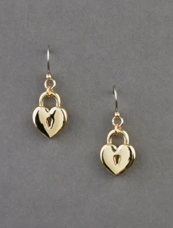 Lucky Brand heart lock drop earring silver*WOMEN Jewelry