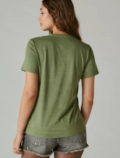 Lucky Brand hendrix floral classic crew olivine*WOMEN Graphic Tees
