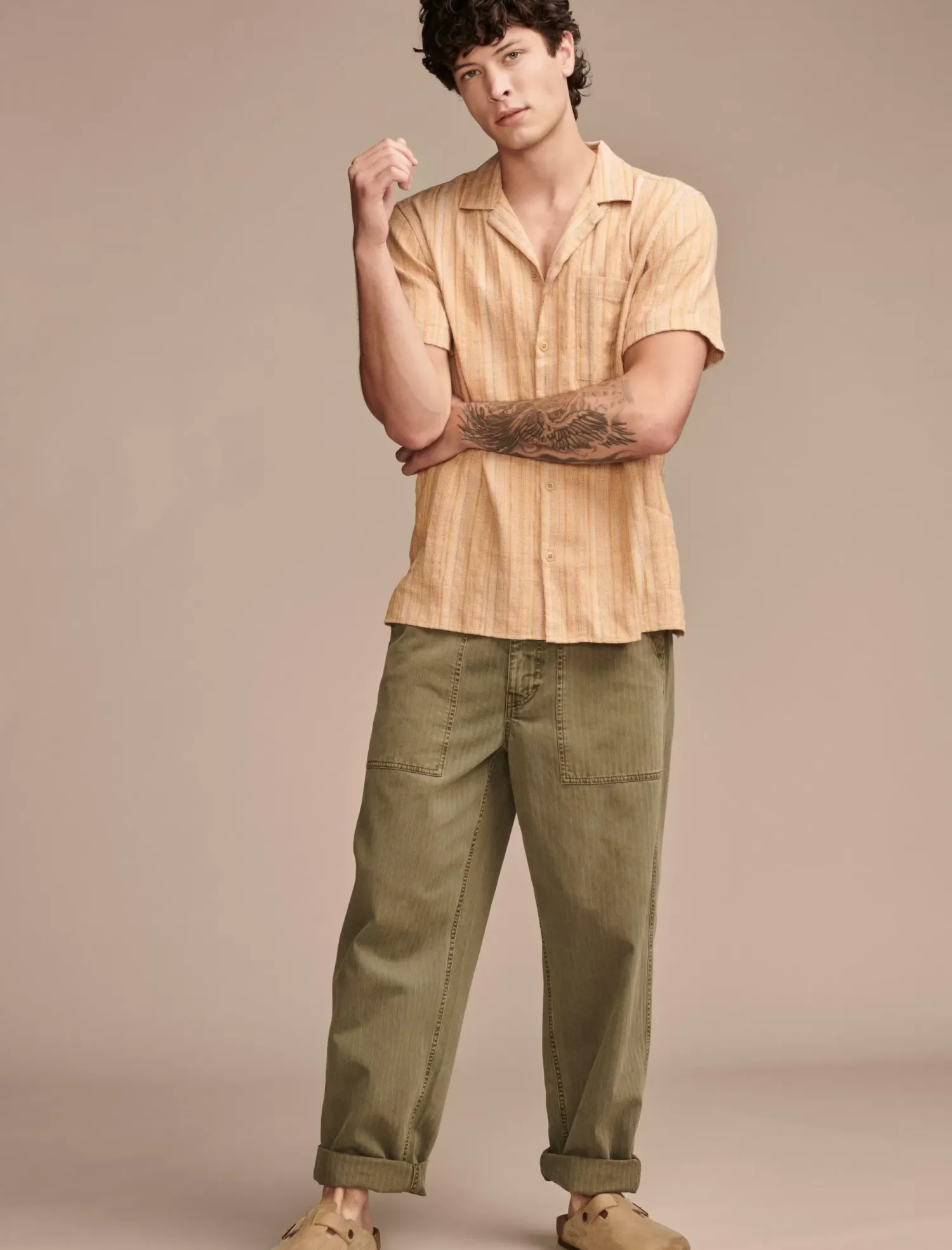 Lucky Brand herringbone utility pant deep lichen green*MEN Pants