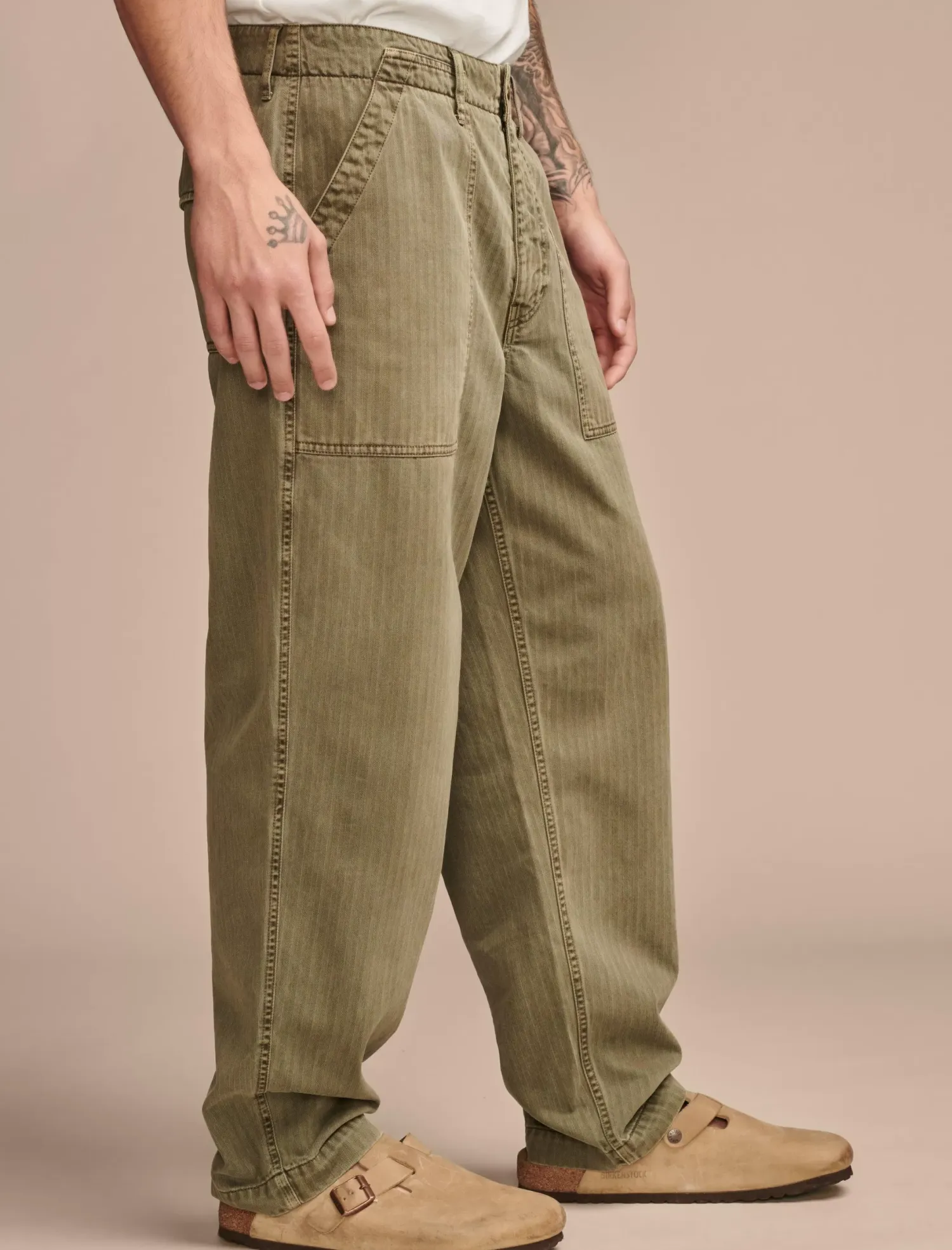 Lucky Brand herringbone utility pant deep lichen green*MEN Pants