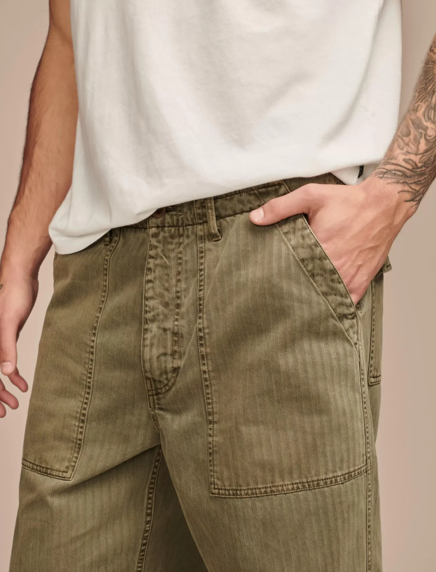 Lucky Brand herringbone utility pant deep lichen green*MEN Pants