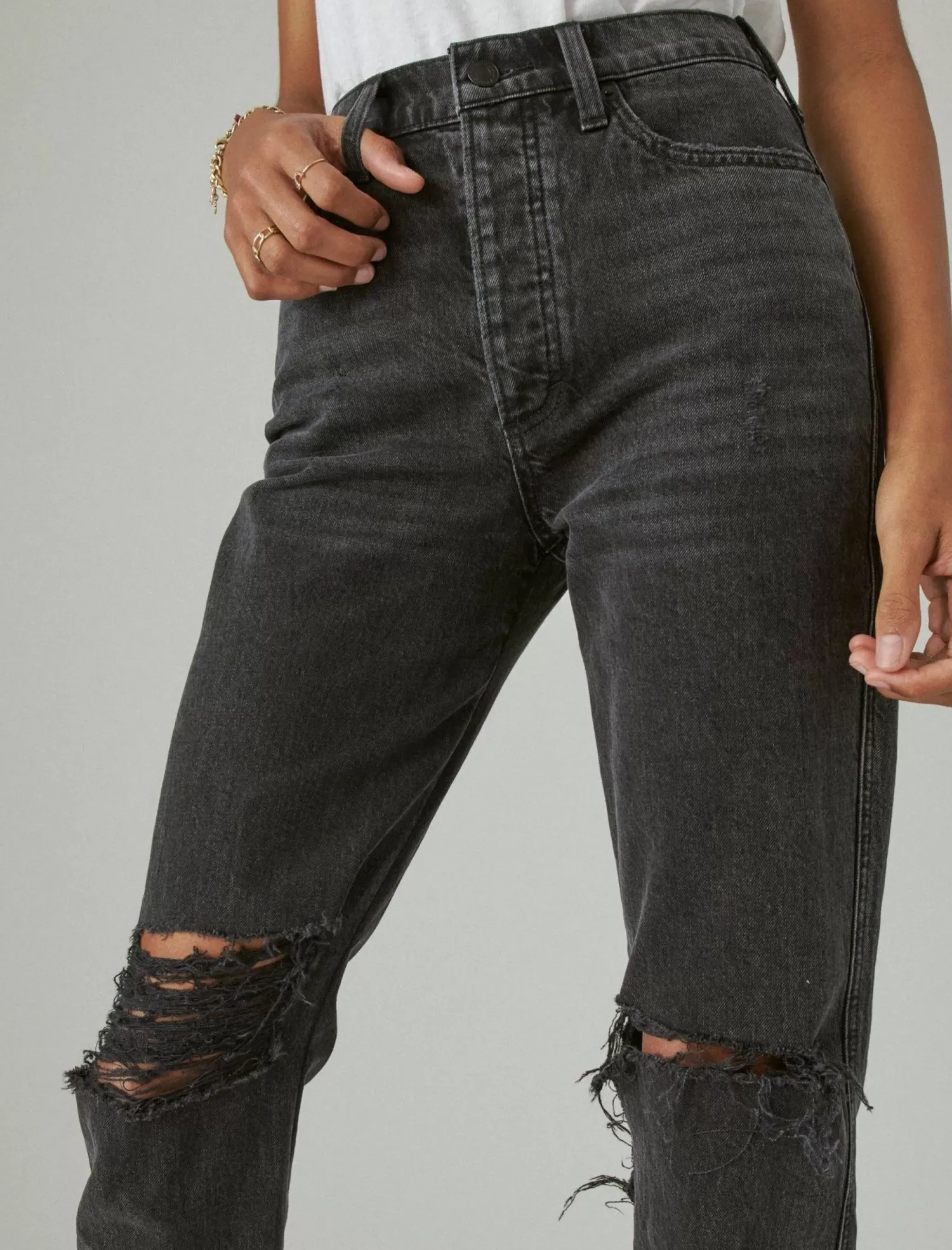Lucky Brand high rise drew mom meteor dest*WOMEN|JEANS Jeans|Mom