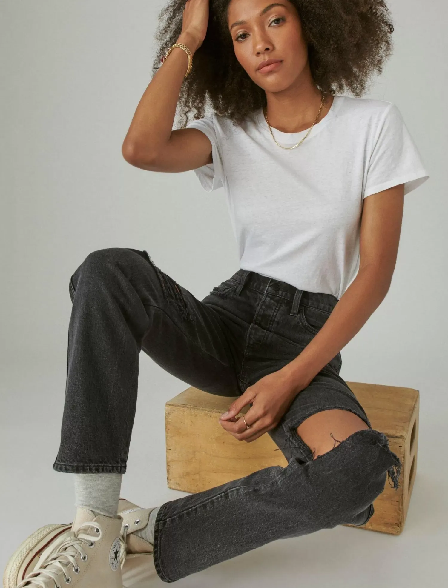 Lucky Brand high rise drew mom meteor dest*WOMEN|JEANS Jeans|Mom