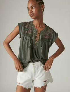 Lucky Brand high rise mom short spring white dest*WOMEN Shorts