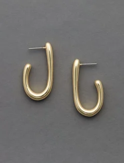 Lucky Brand high shine oblong hoop gold*WOMEN Jewelry