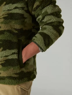 Lucky Brand hi-pile half zip camo hoodie camo (army colors)*MEN Activewear