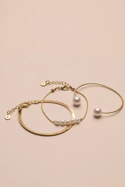 Lucky Brand hold chain and pearl bracelet stack gold*WOMEN Jewelry
