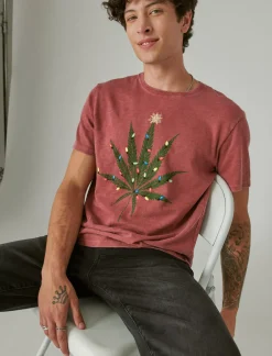 Lucky Brand holiday pot leaf biking red*MEN Graphic Tees
