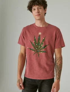Lucky Brand holiday pot leaf biking red*MEN Graphic Tees
