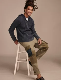 Lucky Brand hoodley sweater cadet navy acid wash*MEN Sweaters
