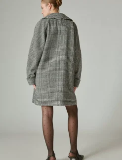 Lucky Brand houndstooth double-breasted coat grey plaid*WOMEN Jackets & Outerwear