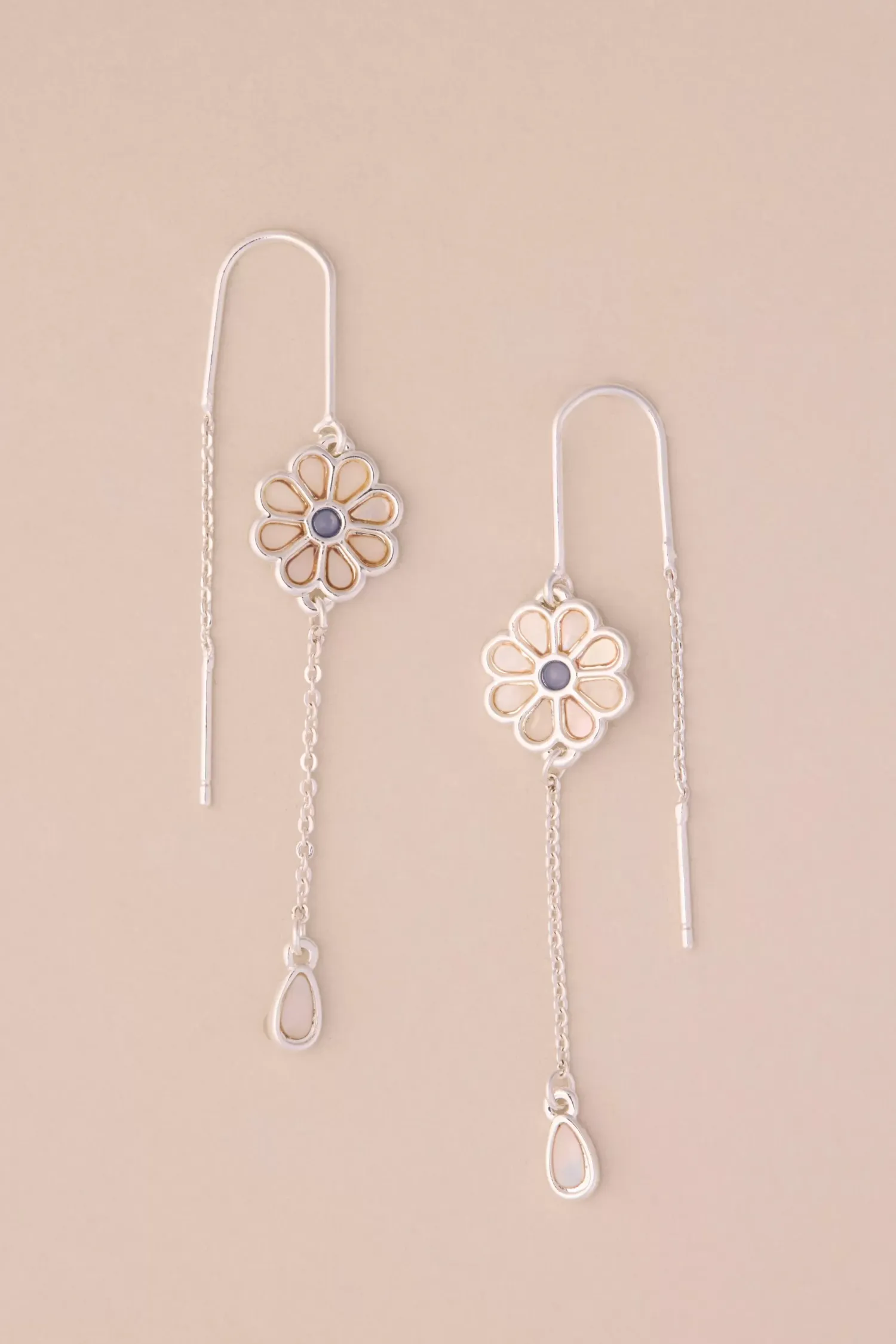 Lucky Brand inlay daisy stone threader silver*WOMEN Jewelry