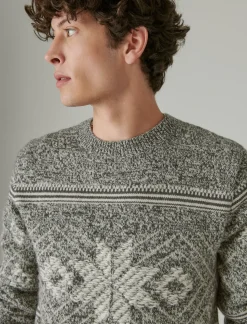 Lucky Brand intarsia crew neck sweater charcoal combo*MEN Sweaters