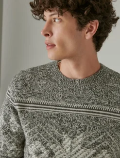 Lucky Brand intarsia crew neck sweater charcoal combo*MEN Sweaters