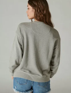 Lucky Brand janis joplin poster pullover heather grey*WOMEN Activewear