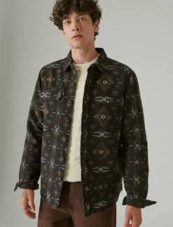 Lucky Brand jaquard utility long sleeve shirt black multi*MEN Button-Downs