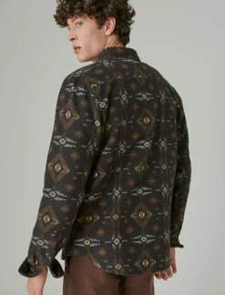 Lucky Brand jaquard utility long sleeve shirt black multi*MEN Button-Downs
