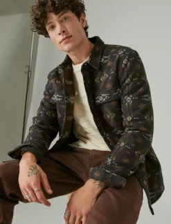Lucky Brand jaquard utility long sleeve shirt black multi*MEN Button-Downs