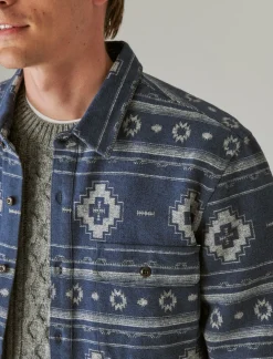 Lucky Brand jaquard utility long sleeve shirt blue grey*MEN Button-Downs