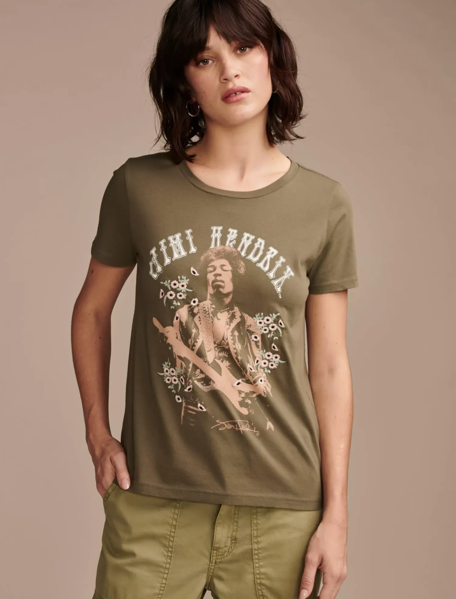 Lucky Brand jimi hendrix floral portrait classic crew deep depths*WOMEN Graphic Tees