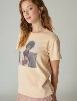 Lucky Brand jimi hendrix photo boyfriend tee toasted almond*WOMEN Graphic Tees