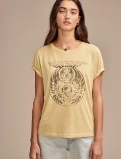 Lucky Brand journey beetle classic crew rich gold*WOMEN Graphic Tees