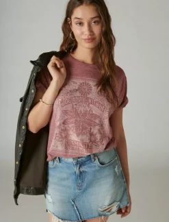 Lucky Brand journey within boyfriend tee burgundy*WOMEN Graphic Tees