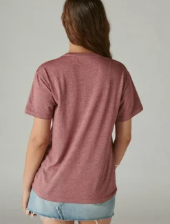 Lucky Brand journey within boyfriend tee burgundy*WOMEN Graphic Tees