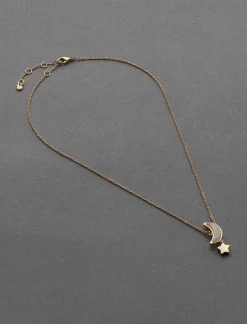 Lucky Brand 14k gld plated moon star charm neck gold*WOMEN Jewelry