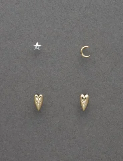 Lucky Brand 14k gld plated sterling sil ear set two tone*WOMEN Jewelry