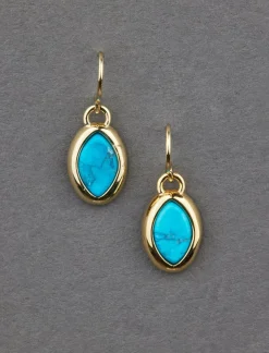 Lucky Brand 14k plated turquoise drop earring gold*WOMEN Jewelry