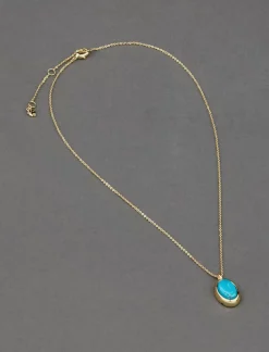 Lucky Brand 14k plated turquoise pendant gold*WOMEN Jewelry
