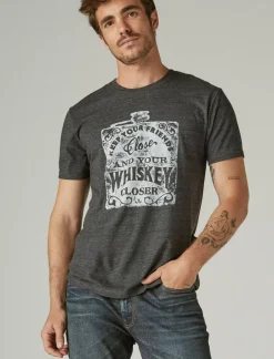 Lucky Brand keep your friends close whiskey tee jet black*MEN Graphic Tees
