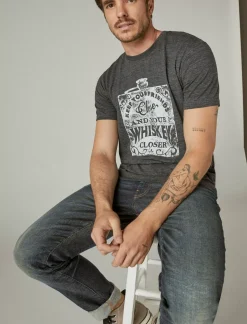 Lucky Brand keep your friends close whiskey tee jet black*MEN Graphic Tees