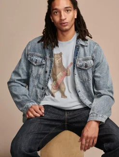 Lucky Brand keytar bear faded denim 17-4021tcx*MEN Graphic Tees