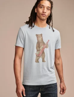 Lucky Brand keytar bear faded denim 17-4021tcx*MEN Graphic Tees