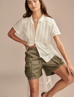 Lucky Brand lace button down shirt cloud dancer*WOMEN Blouses