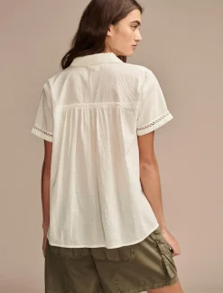 Lucky Brand lace button down shirt cloud dancer*WOMEN Blouses