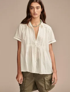 Lucky Brand lace button down shirt cloud dancer*WOMEN Blouses